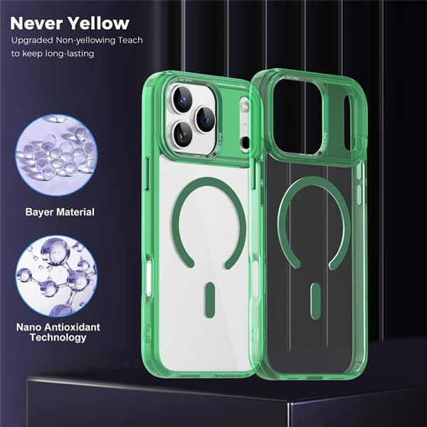 Mobilskal till iPhone 17 Pro MagSafe Transparent TPU+PC - Grön Grön