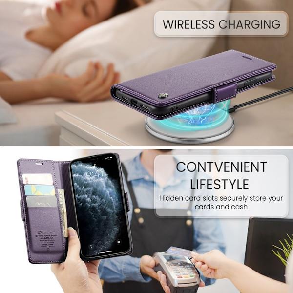 CASEME Plånboksfodral Konstläder för iPhone 11 Pro Max - Lila