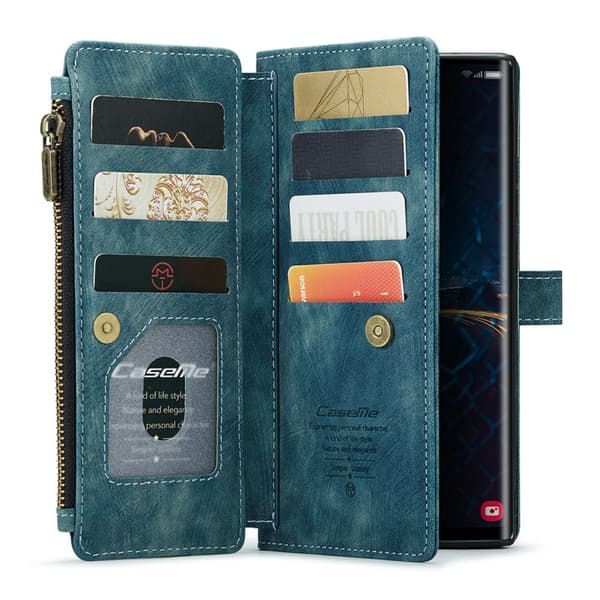 CASEME Konstläder Plånboksfodral för Samsung Galaxy S24 Ultra - Blå