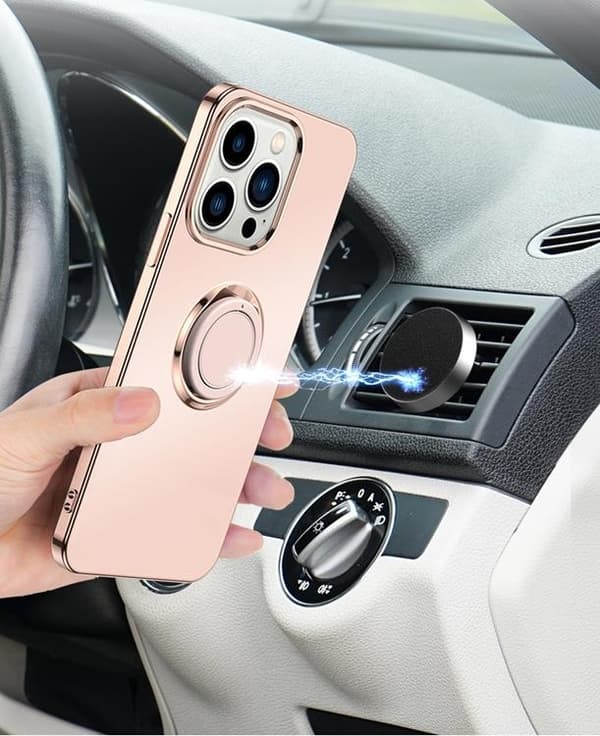 iPhone 14 Pro Mobilskal Ringholder Electroplating Kickstand - L Lila