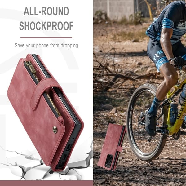 CASEME Konstläder Plånboksfodral för Samsung Galaxy Note20 Ultra - Röd