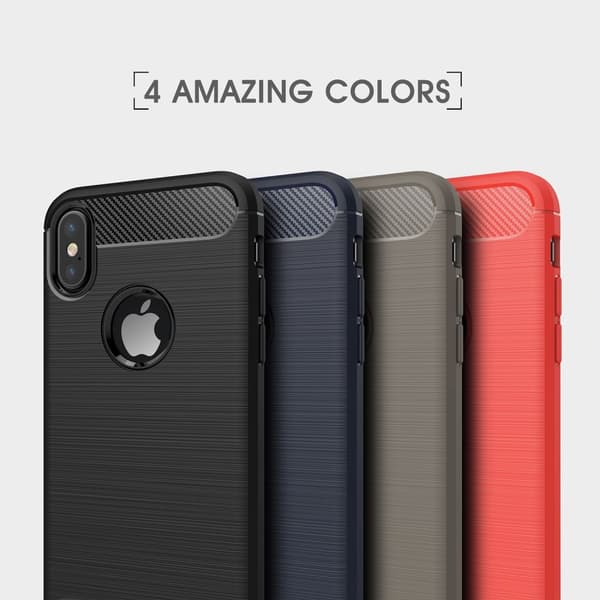 Carbon Fiber Brushed Mobilskal till iPhone XS / X - Grå grå