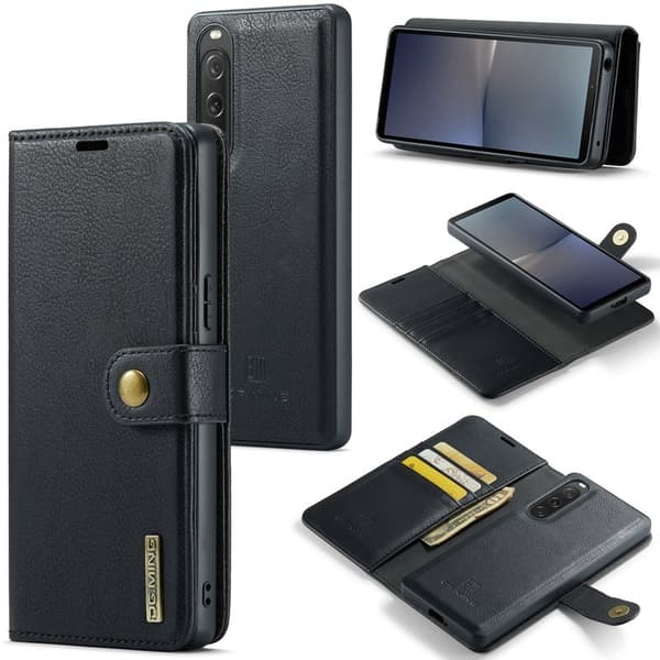 DG.MING Sony Xperia 10 V Plånboksfodral Äkta läder - Svart
