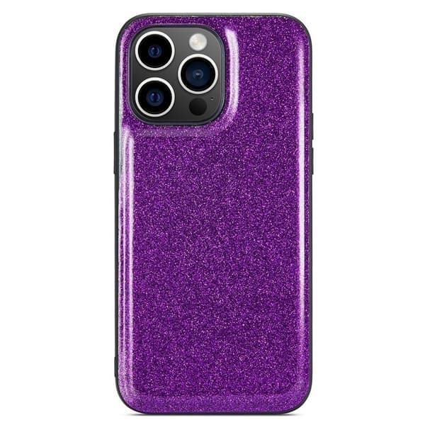 DG.MING Mobilskal till iPhone 15 Pro PU Läder + PC + TPU Glittrig Lila