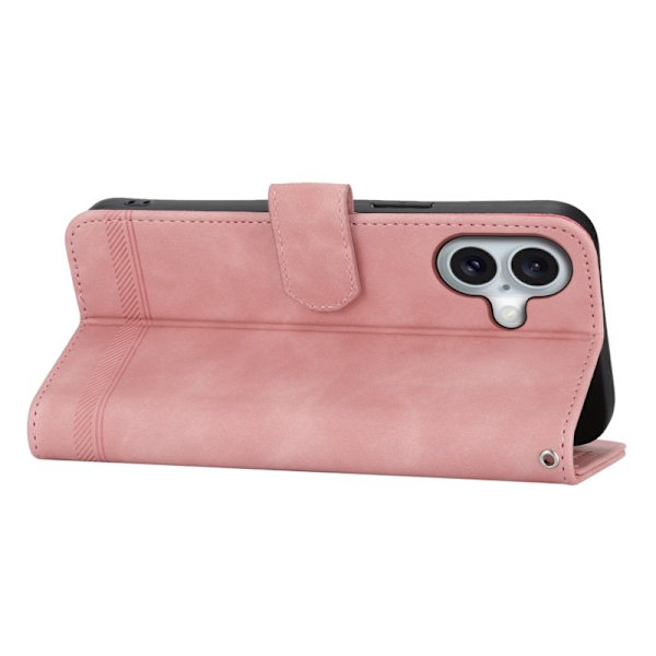 DIERFENG DF-03 Plånboksfodral för iPhone 16 - Konstläder - Rosa
