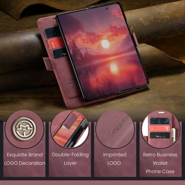 CASEME 013 Plånboksfodral för Samsung Galaxy Z Fold7 5G - Röd