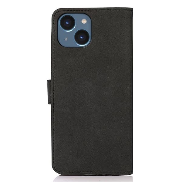 KHAZNEH iPhone 15 Plånboksfodral Anti-Dust TextuRöd Konstläder - Svart
