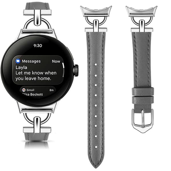 Google Pixel Watch 2/3 (41mm) Armband Äkta Cow Läder - Grå Grå
