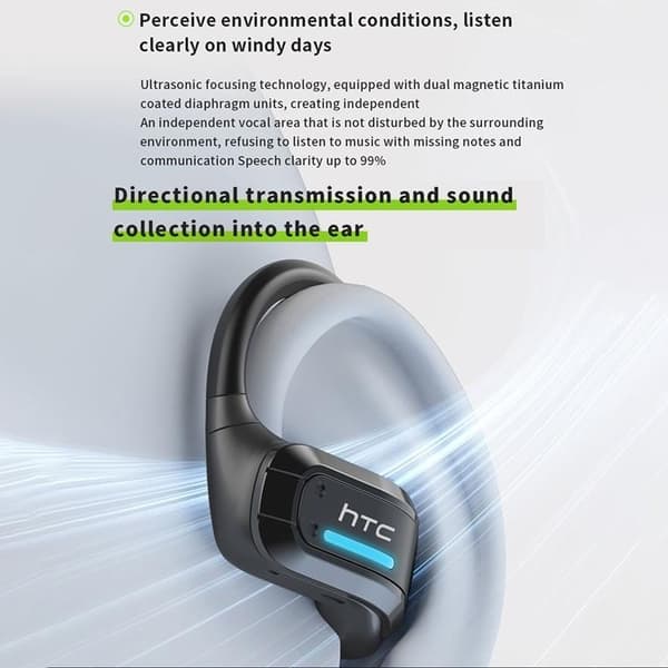 HTC Open-Ear Trådlösa Hörlurar Bluetooth V6.0 NE02 Svart
