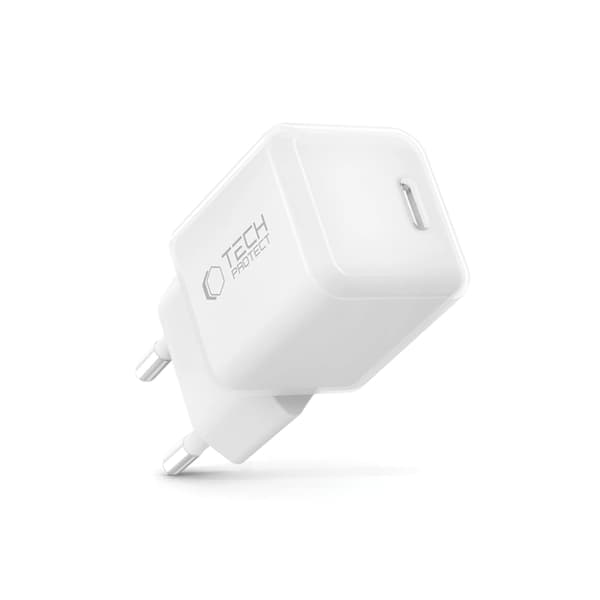 Tech-Protect Väggladdare USB-C 25W - Vit Vit