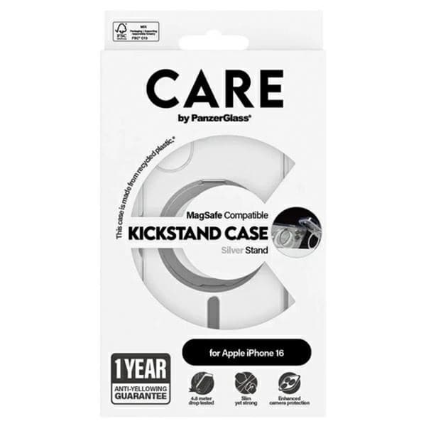 CARE By PanzerGlass Mobilskal till iPhone 16 MagSafe Kickstand - Silver Silver