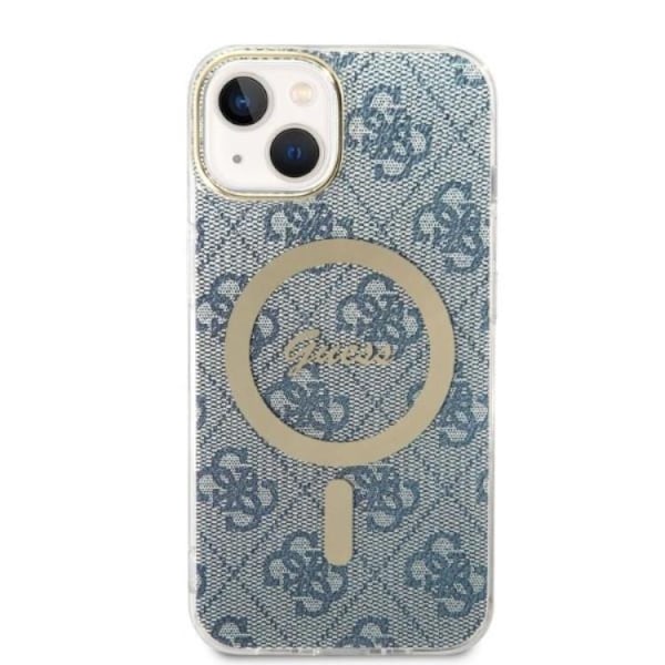 GUESS iPhone 14 Magsafe Skal Print + Trådlös Laddare - Blå