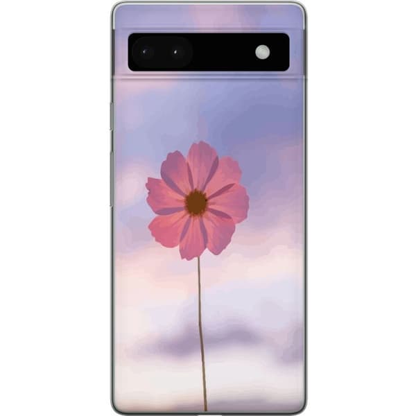 Telefontaske til Google Pixel 6a med lyserød blomst