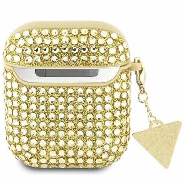 Guess AirPods 1/2 Skal Rhinestone Triangle Charm - Guld Guld