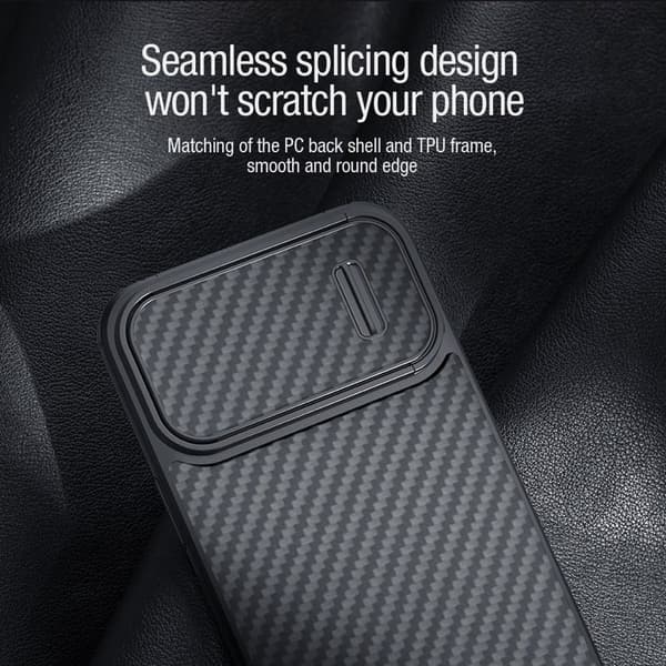 NILLKIN Mobilskal till iPhone 14 Plus Kolfiber Anti-drop Svart