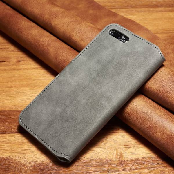 DG.MING Plånboksfodral Konstläder för iPhone 8 Plus - Grå