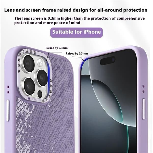 JAUCASE Mobilskal till iPhone 16 Pro Magafe Snake Texture - Rosa Rosa