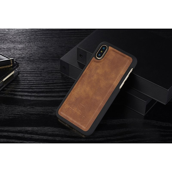 DG.MING iPhone X/XS Plånboksfodral Äkta läder - Chockresistent Brun