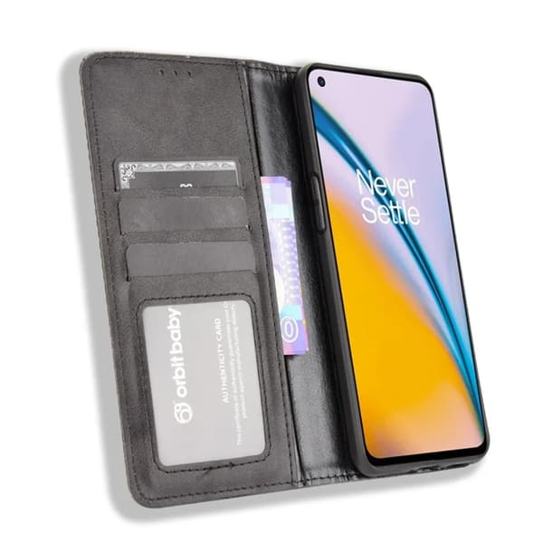 OnePlus Nord 2 5G Plånboksfodral Retro Style Flip Stativ Svart