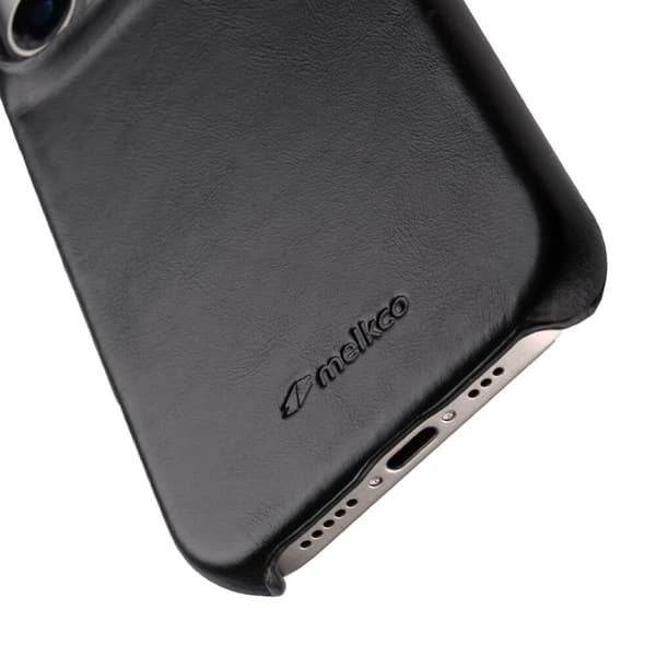 MELKCO Mobilskal till iPhone 16 Pro Max Äkta Läder PC - Svart