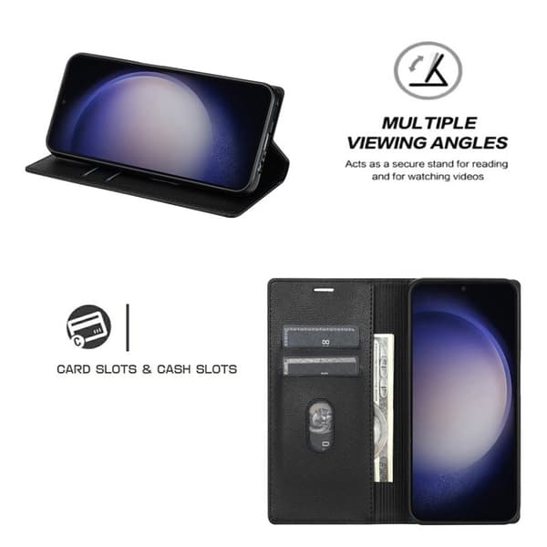 Samsung Galaxy S26 Plus Plånboksfodral Magnetisk Stängning Konstläder - Svart