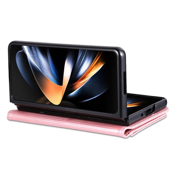AZNS Samsung Galaxy Z Fold4 Plånboksfodral Konstläder - Roséguld