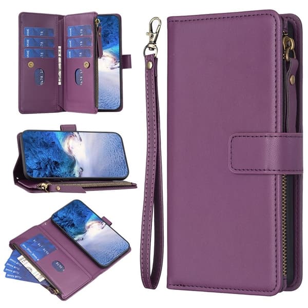 iPhone 15 Pro -lompakkokotelo Zipper Flip - Lavender Lila