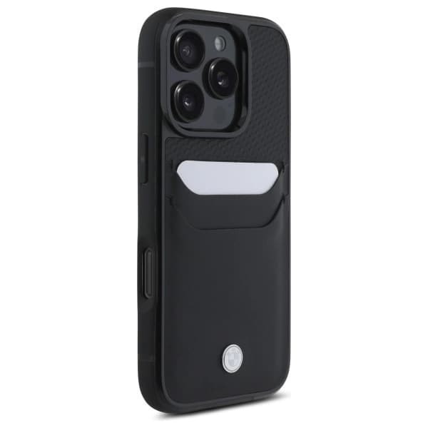 BMW telefontaske til iPhone 16 Pro Max Sign Læder Kortholder - Sort Black