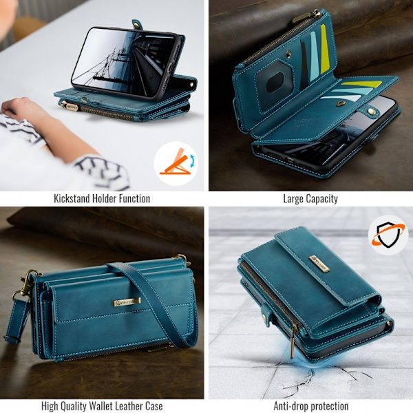 CASEME Konstläder Plånboksfodral för iPhone 7 Plus/8 Plus/6 Plus Grön