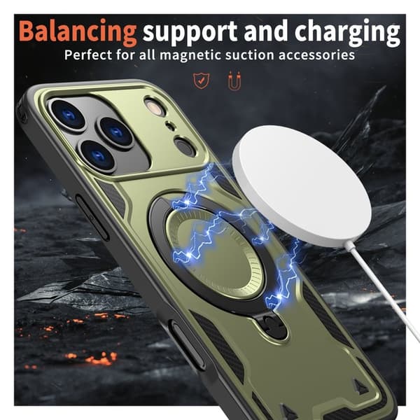 Mobilskal till iPhone 17 Pro Plast Militärt Skydd - Olivgrön