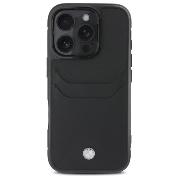 BMW telefontaske til iPhone 16 Pro Max Sign Læder Kortholder - Sort Black