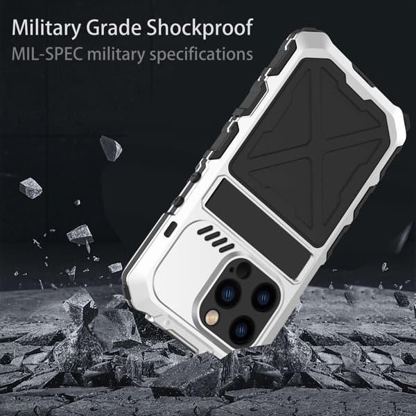 R-JUST Mobilskal till iPhone 14 Pro i Silikon och Metall - Silver