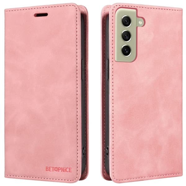 BETOPNICE 003 för Samsung Galaxy S21 4G/5G Plånboksfodral Konstläder - Rosa