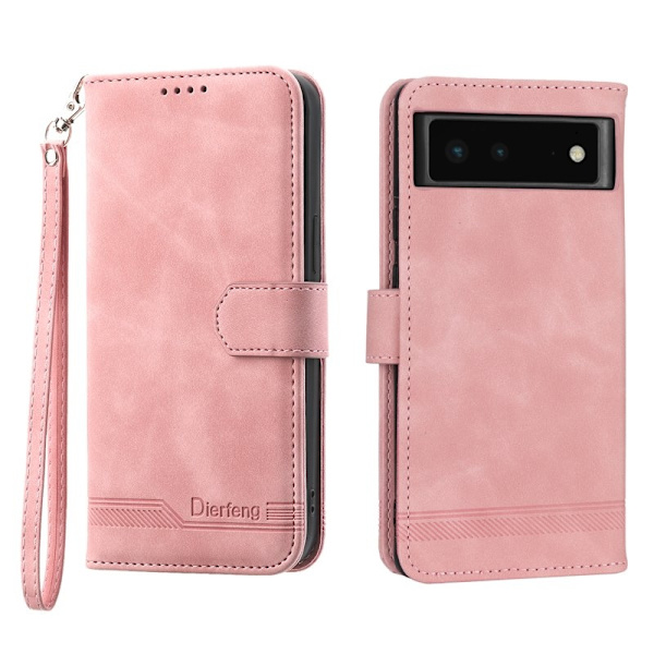 DIERFENG DF-03 Plånboksfodral för Google Pixel 6 - Konstläder - Rosa