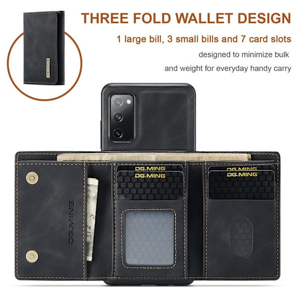 DG.MING M1 Series Magnetisk Tri-Fold Plånboksfodral - Svart