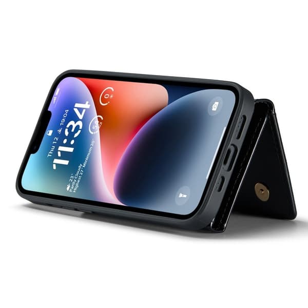 DG.MING M3 Series iPhone 15 Plus Konstläder Plånboksfodral Kickstand Svart
