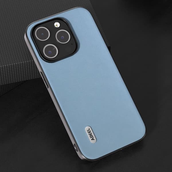 ABEEL Mobilskal till iPhone 14 Pro Anti-Drop Slim Texturerad PU Läder Blå