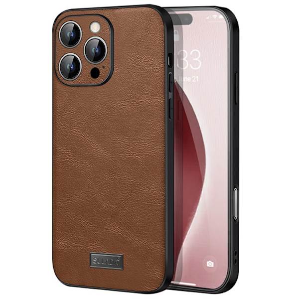SULADA Mobilskal till iPhone 16 Pro PU Läder + TPU + PC - Brun