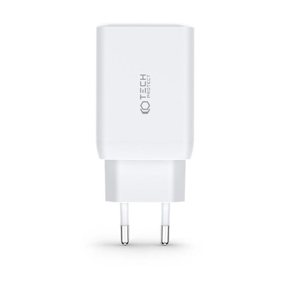 Tech-Protect 3-Port Väggladdare 65W - Vit Vit