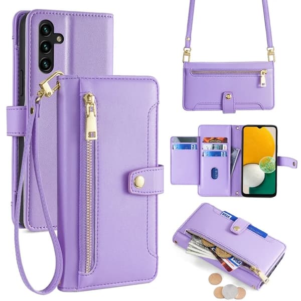 Galaxy A13 5G Plånboksfodral Konstläder - Lila Lila