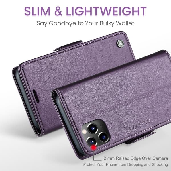 CASEME Plånboksfodral Konstläder för iPhone 11 Pro Max - Lila