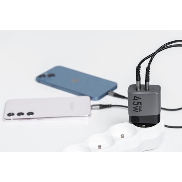 Forcell F-Energy Väggladdare GaN 45W 1xUSB-C 1xUSB-A 4A PD QC 4.0