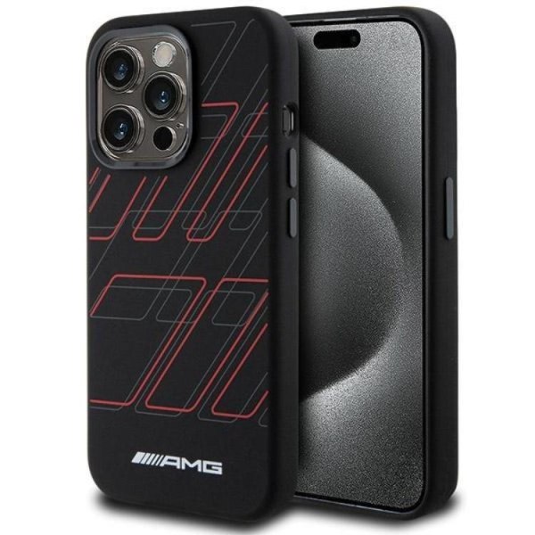 AMG iPhone 15 Pro -kuori MagSafe Silikon Large Rhombuses