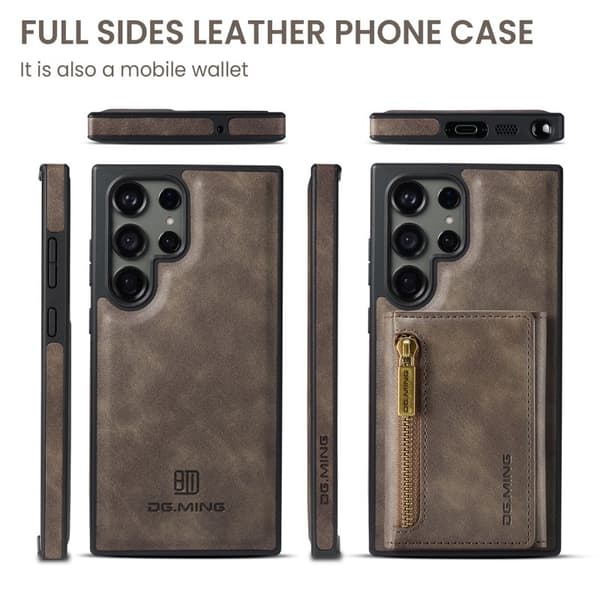 DG.MING M5 Series Samsung Galaxy S24 Plånboksfodral Konstlädert Brun