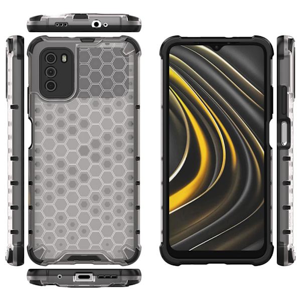 Honeycomb Armor Bumper Skal Xiaomi Poco M3 / Redmi 9t - Transpar