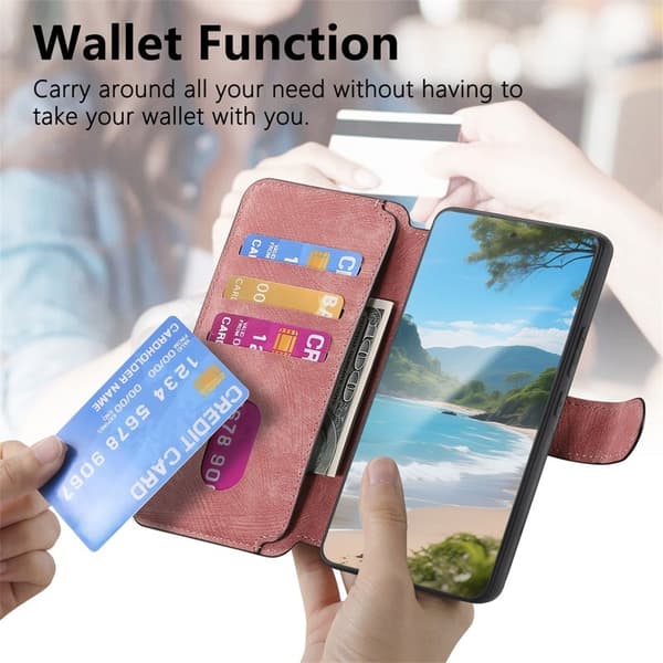 CASENEO För Nothing Phone (3a) Magnetiskt Plånboksfodral Konstläder - Rosa