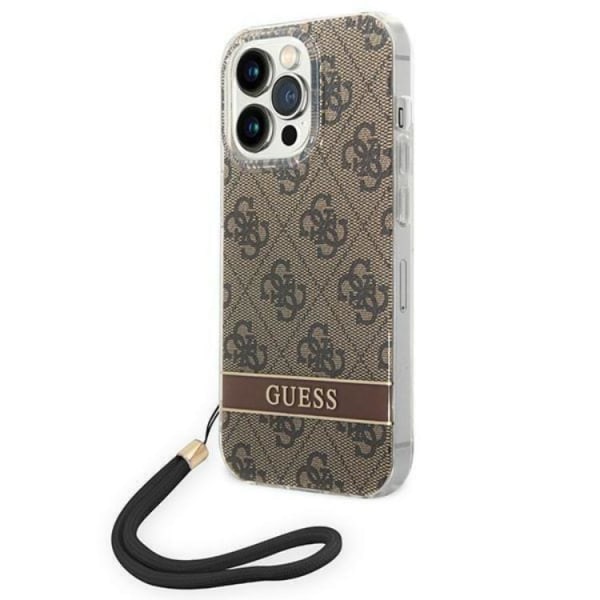 GUESS iPhone 14 Pro Max Cover 4G Print Strap - Brun