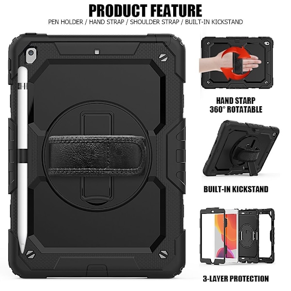 Tech-Protect Solid360 Fodral Ipad 7/8 10.2 2019/2020 Svart Svart