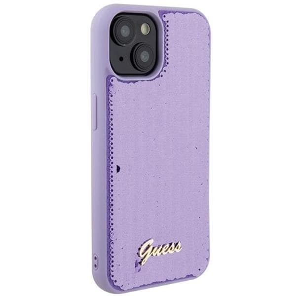 Guess Mobilskal till iPhone 15 Sequin Script Metal - Lila Lila