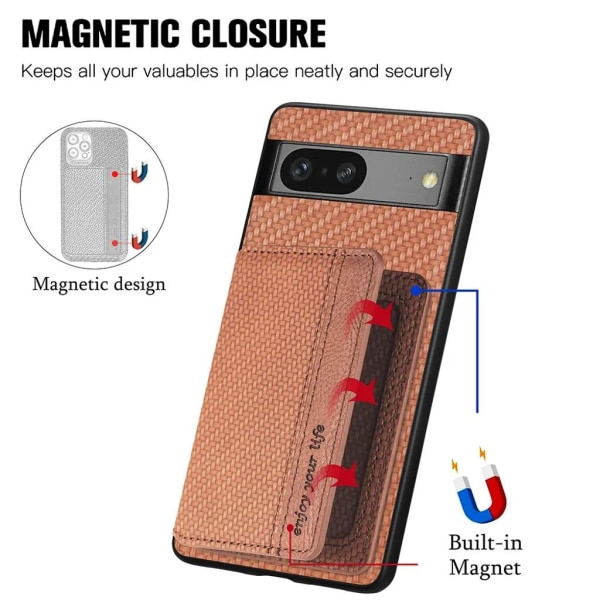 Google Pixel 7A mobil coverkortholder - brun